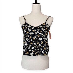 Awoke Vintage NWT Black Floral Crop Top